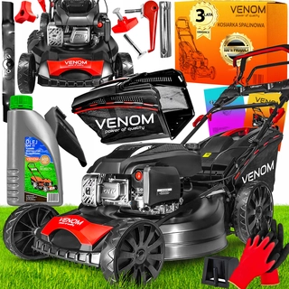Benzínová, naftová kosačka - Benzínová kosačka Venom s košom, objem 223 cm³. kôš 62 l, šírka kosenia 56 cm + 2 ďalšie produkty